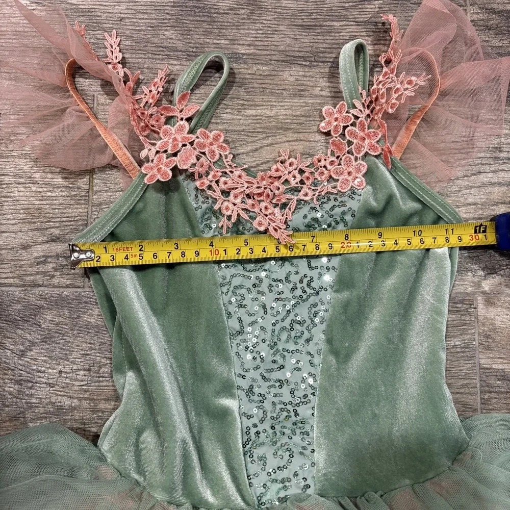 Weissman Flower Fairy Ballet Costume Pink Mint Green Child Sz Medium Tutu 13511